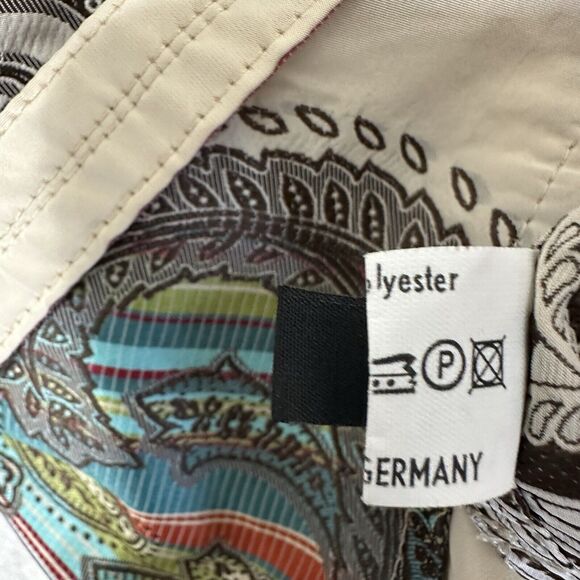 Uli Schneider Jacket Women US 8 Beige Paisley Rainbow Trench Coat Boho - Picture 10 of 12